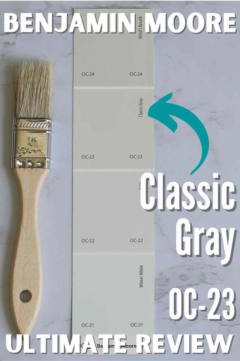 Bm Classic Gray Color Palette, Classic Gray Benjamin Moore Cabinets, Grey Bathroom Paint, Grey Paint Living Room, Grey Bedroom Paint, Grey Kitchen Colors, Off White Paint Colors, Benjamin Moore Classic Gray, Benjamin Moore Exterior