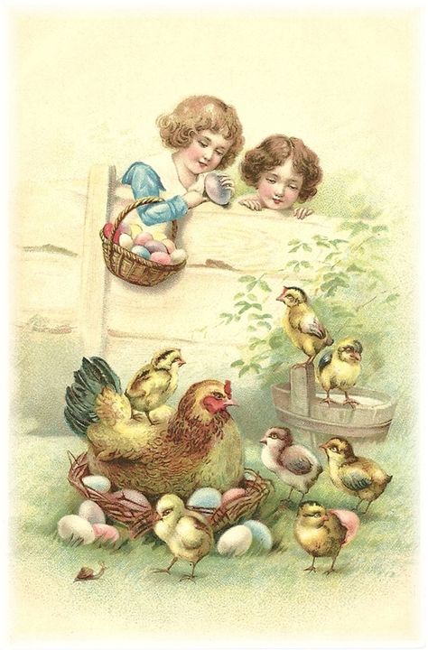 Paques 2010 Vintage Easter Printables, Images Victoriennes, Christmas Sheets, Vintage Easter Postcards, Vintage Easter Cards, Retro Printables, Image Halloween, Easter Illustration, Rooster Art