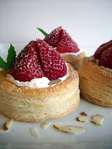 Puff Pastry Cups with Almond Cream and Strawberries - Completely Delicious Sweet Vol Au Vents, British Pastry Recipes, British Pastries, Vol Au Vent Recipe, Almond Whipped Cream, Puff Pastry Cups, Great British Bake Off Recipes, Pastry Cups, Homemade Puff Pastry