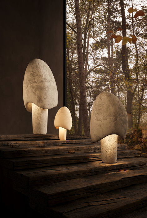 Dive into a world of enchantment with the Mushroom Lamp – a marvel among designer lighting. Its organic, morphic shape and whimsical light design will whisk you away to a magical meadow, where shimmering peace abounds. Available in various shapes, sizes, and materials, these 'mushrooms' double as nightlights, table lamps, and floor lamps, adding a touch of whimsy to any space. Illuminate your surroundings with the playful charm of Mushroom Lamp. Mushroom Floor Lamp, Foam Table, Lamp Mushroom, Designer Lighting, Lamp Floor, Mushroom Lamp, Light Design, Salon Design, Ceramic Lamp