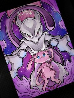 Mewtwo Fanart, Ochre Fox, Pokémon Drawings, Mewtwo Pokemon, Mew Pokemon, Pokemon Painting, Pokemon Mewtwo, Mew And Mewtwo, Pokemon Mew