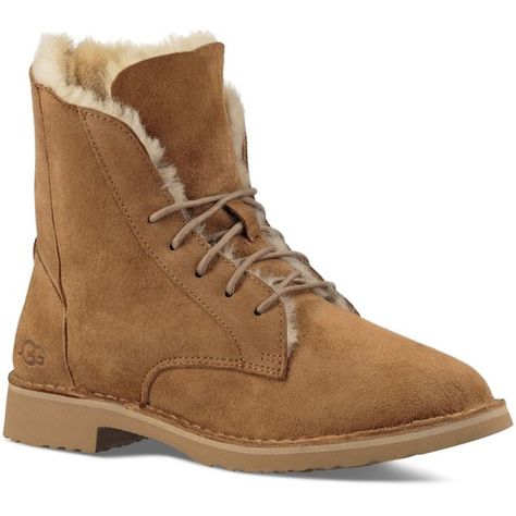 Ugg Quincy Leather and Sheepskin Lace Up Booties ($170) ❤ liked on Polyvore featuring shoes, boots, ankle booties, chestnut, combat booties, lace up boots, leather military boots, leather booties and military boots Pacific Northwest Aesthetic, Northwest Aesthetic, Brooklyn Nicole, Ugg Mckay, Adult Footie Pajamas, Winter Outfits 2020, Womens Boots Flat, Everyday Boots, Womens Black Booties