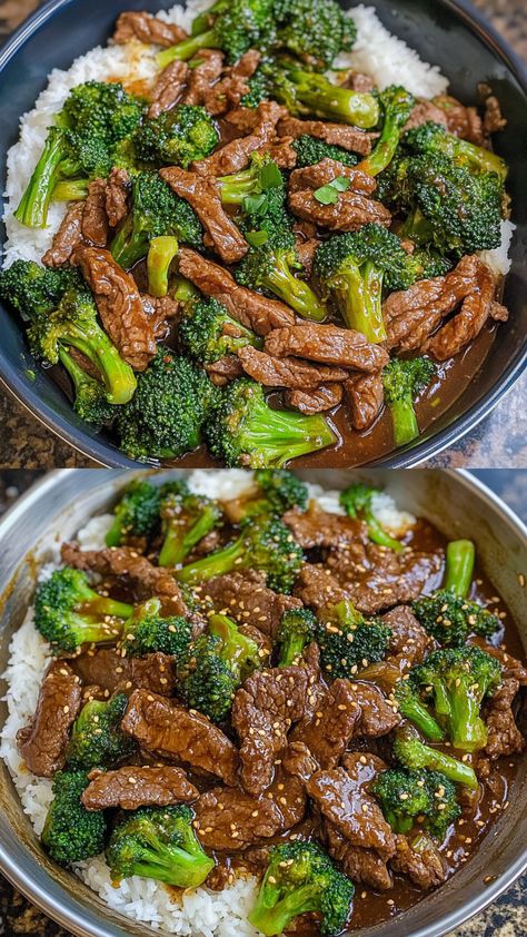 This Beef and Broccoli recipe combines tender strips of flank steak with crisp broccoli in a flavorful sauce that strikes the perfect balance of savory, sweet, and umami. It’s quick and easy to make, making it a great weeknight dinner that delivers restaurant-quality taste. Served over white rice, this dish will satisfy any craving for classic takeout-style beef and broccoli Dinners With Beef Tips, Dinner Ideas With Beef Steak, Broccoli Beef Healthy, Creative Steak Recipes, Easy Healthier Dinner Ideas, Steak Tips And Broccoli, Easy Steak And Rice Recipes, Beef And Broccoli With Flank Steak, Sauce For Beef And Broccoli