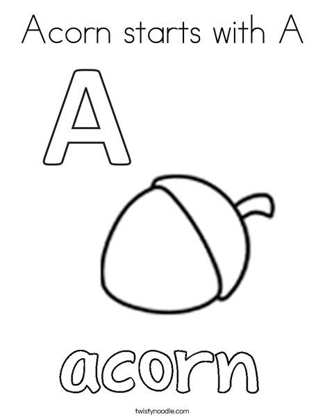 Acorn starts with A Coloring Page - Twisty Noodle Acorn Worksheets Preschool, A Is For Acorn, Fall Classroom Decorations Ideas, Letter Coloring Pages, Letter A Coloring Pages, Twisty Noodle, Fall Classroom Decorations, Fall Classroom, Fall Preschool Activities