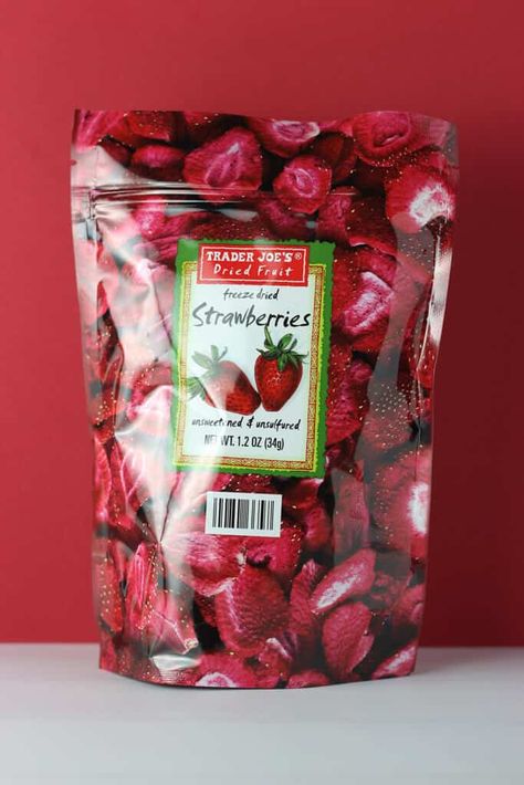 Trader Joe's Freeze Dried Strawberries review is posted with buying recommendations #traderjoes Oven Dried Strawberries, Fruit Preservative, Astronaut Food, Chocolate Coated Strawberries, Freeze Dried Food Storage, Strawberry Cream Cheese Frosting, Banana Treats, Dried Peaches, Dried Pineapple