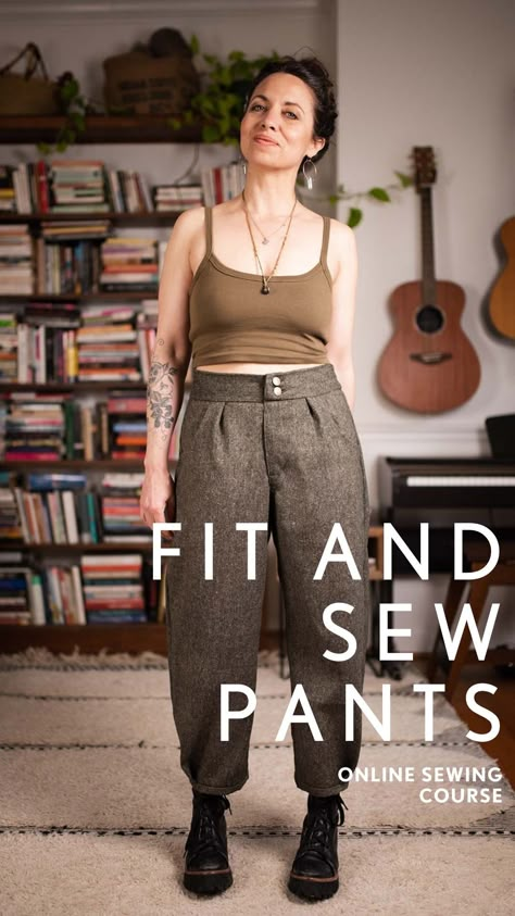 Fit and Sew Pants Online Course Wool Pants Pattern, Easy Sew Pants Women, Tapered Pants Pattern, Puffy Pants Pattern, Corduroy Pants Sewing Pattern, Plus Size Pants Patterns Free, Barrel Pants Pattern, Womens Pants Sewing Pattern, Free Pdf Sewing Patterns For Women Dresses