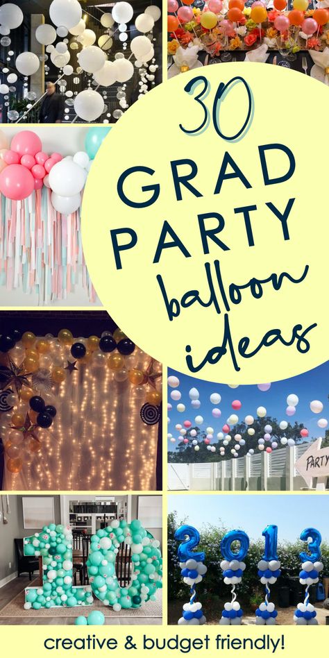 Graduation Balloon Decorations, Balloon Decorations Graduation, Outdoor Graduation Party Decorations, Graduation Party Activities, Backyard Graduation Party Ideas, Diy Graduation Decorations, Diy Graduation Decorations Party, High School Graduation Party Decorations, Graduation Party Backdrops