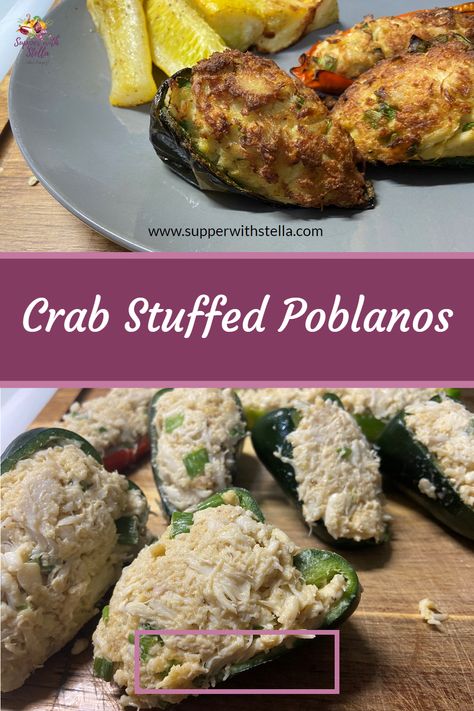 These came about because I had an abundance of cubanelle and poblano peppers in my garden and wanted to find a new way to use them. My boyfriend loves stuffed peppers, but with their smaller size (as compared to a bell pepper) I wanted to find a new use for them. I decided crab was the most luxurious way to go and I don't regret it at all! Crab Stuffed Poblano Peppers, Crab Stuffed Peppers, Stuffed Poblanos, Southwestern Recipes, Creole Mustard, Crab Stuffed, Remoulade Sauce, Poblano Peppers, Pepper Recipes