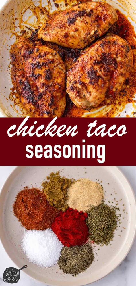 Chicken Taco Seasoning Chicken Seasoning For Tacos, How To Season Chicken For Tacos, Taco Seasoned Chicken Recipes, Taco Seasoning For Chicken, Mexican Chicken Rub, Mexican Seasoning For Chicken, Chicken Tacos Seasoning, Mexican Chicken Seasoning, Chicken Taco Seasoning Recipe