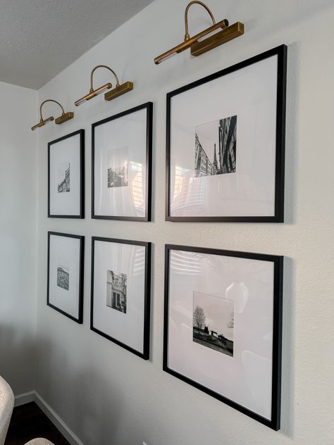 Wall Picture Collage Ideas Hallways, Black Picture Frame Wall, 3 Large Picture Frames On Wall, 16x16 Frame Gallery Wall, 6 Pictures On Wall, Gold Photo Frames Wall, 20x20 Frame Gallery Wall, Long Hallway Picture Display, Bedroom Wedding Photo Display