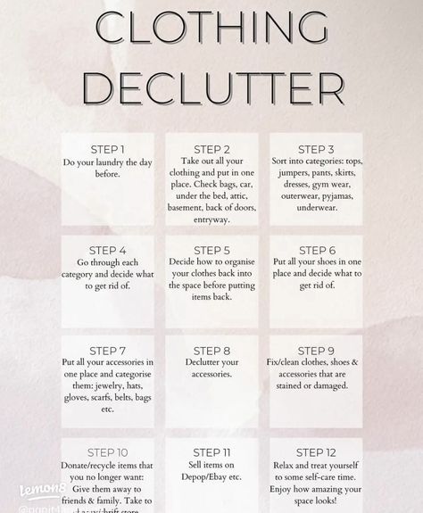 Organization Ideas For Wardrobe, Decluttering Clothes Checklist, Easy Way To Organize Clothes, Clothes Sorting Closet Organization, Declutter Clothes Aesthetic, Necessary Clothing Items, Declutter Bedroom Checklist Minimalist, Minimize Closet Minimalist Wardrobe, Bedroom Declutter List