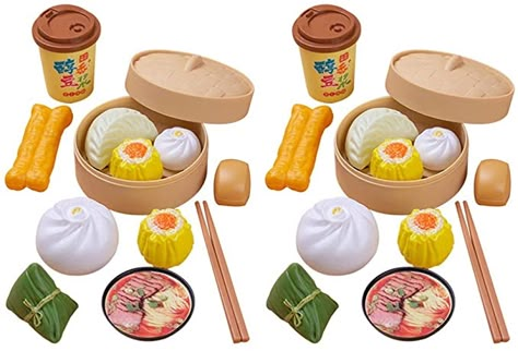 NUOBESTY 2 Sets Kids Pretend Play Toy Kitchen Cooking Toy Steamed Toy Food Chinese Breakfast Food Play Set Dollhouse Furniture (26Pcs) : Toys & Games Childrens Play Kitchen, Barbecue Pizza, Chinese Breakfast, Baby Breakfast, Bread Kitchen, Cooking Toys, Bbq Pizza, Play Food Set, Toys Food