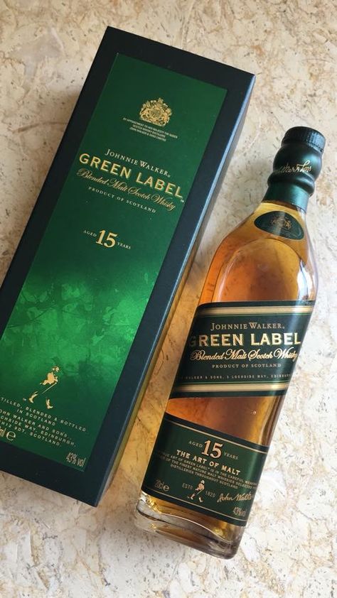 Scotch whisky. Green Label Whisky, Johnnie Walker Green Label, Wine Pub, Whisky Club, Alcoholic Drinks Pictures, Liqueur Drinks, Jameson Whiskey, Heineken Beer, Whiskey Brands