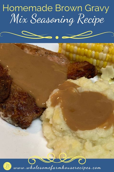 Homemade Brown Gravy Mix Seasoning Recipe Brown Gravy Mix Recipe, Homemade Beef Gravy, Brown Gravy Recipe Easy, Brown Gravy Packet, Beef Gravy Recipe, Homemade Brown Gravy, Brown Gravy Recipe, Roast Gravy, Easy Gravy Recipe