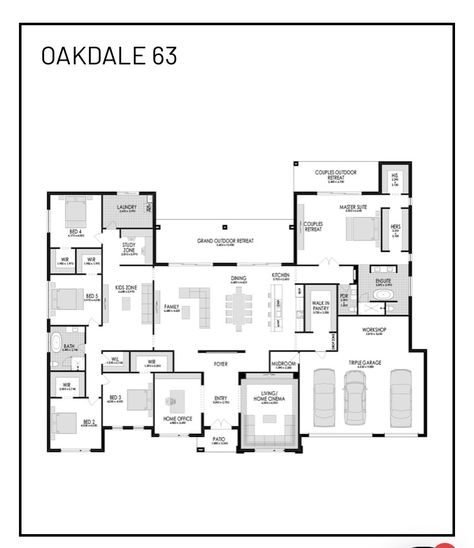 Acerage Homes, U Shaped House Plans, House Plans Australia, Large Floor Plans, Modern House Floor Plans, Design Floor Plans, Mansion Floor Plan, Courtyard House Plans, Building Plans House