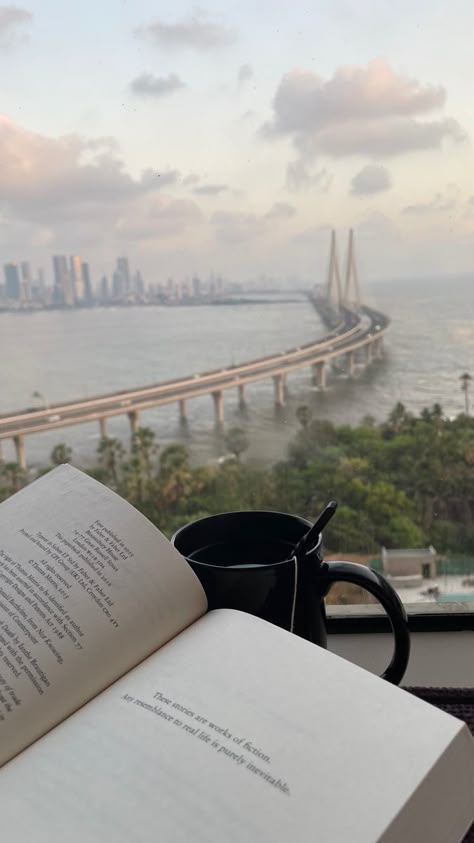 View from the Taj Lands End in Mumbai. Little reading break and a hot cup of tea. #cozy #books #reading #view #luxury #hotel #mumbai #india #aesthetic Mumbai Life, Mumbai Aesthetic, Mumbai Trip, Mumbai Meri Jaan, Mumbai Travel, Mumbai City, City Of Dreams, Vision Board Pictures, Trading Platform