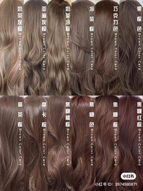 Hairstyles For Tan Skin, Brown Hair Colors On Tan Skin, Brown Hair Colors For Tan Skin, Milk Tee Brown Hair, Hair Colour Cool Skin Tone, Hair Colour Asians, Tan Asian Hair Color Ideas, Hair Color Tan Skin Asian, Best Hair Color For Asian Skin Tone