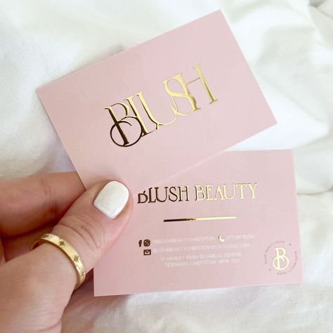 Gold Foil Business Card, Cosmetic Business Cards, Gold Foil Business Cards, Buisness Cards, Foil Business Cards, Pink Business Card, Salon Logo Design, Pink Business, Beauty Business Cards