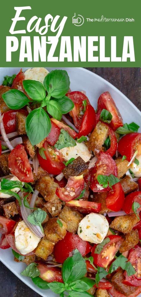 Tomato Panzanella Salad, Tomato And Bread Salad, Italian Bread Salad, Panzanella Salad Recipe, Panzanella Recipe, Salad Italian, Progressive Dinner, The Mediterranean Dish, Panzanella Salad