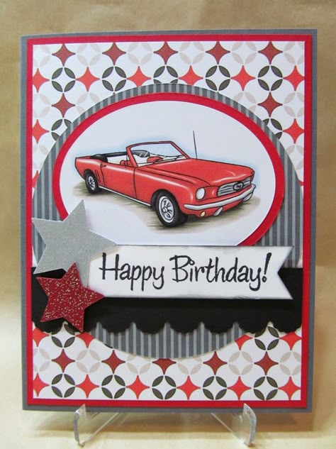 Savvy Handmade Cards: Classic Car Birthday Card Car Birthday Cards, Classic Car Birthday, Car Birthday Card, Diy Halloween Dekoration, Car Cards, Male Birthday Cards, Cards For Guys, Ballon Party, Men Cards