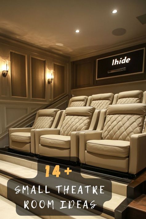 Create the perfect movie-night vibe with these 14 small theatre room ideas! Explore comfy seating, soundproofing tips, and creative layouts. Click now! 🍿✨🎬 #SmallTheatreRoom #HomeTheatreDesign #MovieRoomIdeas #CozySpaces #InteriorInspo #MovieNightGoals #StylishDecor Rustic Theatre Room, Small Basement Movie Theater Ideas, Bonus Movie Room, Small Theatre Room Ideas Layout, Media Room Sconces, Theater Concession Stand Ideas, Movie Room Seating Ideas, Movie Theatre Room Ideas, Mini Theater Room Design