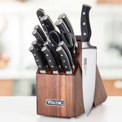 Buy Viking 15-Piece Knife Set With Wood Block : Viking at SamsClub.com Best Knife Set, Cowboy Cabin, Viking Kitchen, Wood Cutlery, Cooking Stuff, Dumpster Diving, Cutlery Storage, Kitchen Gear, Wood Knife