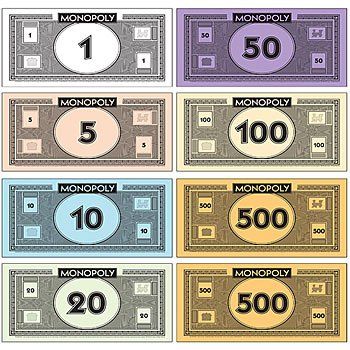 Printable+Monopoly+Money Make Your Own Monopoly, Play Money Template, Monopoly Theme, Printable Play Money, Monopoly Party, Monopoly Cards, Harry Potter Monopoly, Board Game Party, Board Game Template