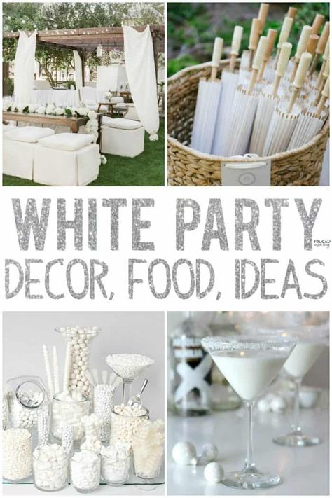 Need a party idea? Looking to host a white party theme event? We have all the White Party Ideas to get you celebrating. From White Party Decor, White Party Foods, and White Party Outfits, take a look at these resources to get your starting. #FrugalCouponLiving #whiteparty #partydecor #partyideas #whitepartyidea #whitepartyoutfits #whitepartytheme #whitepartydecor #whitepartydecorations #decorations #partydecorations #summerparty #rage #rager All White Party Outside, All White Wedding Shower Ideas, Hamptons White Party Theme, All White Dinner Party Decor, All White 50th Birthday Party Ideas, All White 40th Birthday Party Ideas, White Out Party Theme, White Themed Food, Festa All White