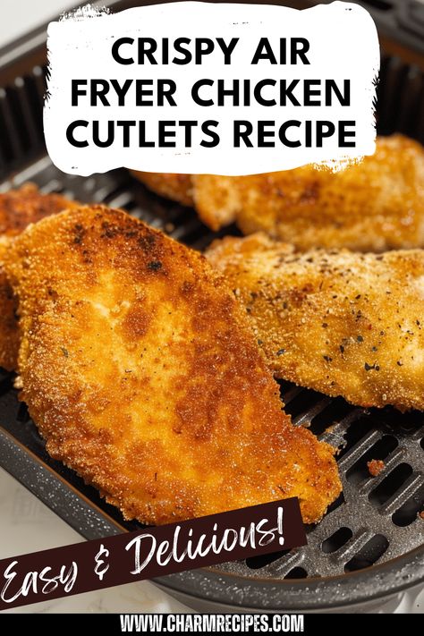 Discover how to make flavorful and crispy air fryer chicken cutlets with our easy step-by-step guide. This healthy alternative to traditional fried chicken offers all the taste with less oil. Perfect for weekday dinners or meal prep, these cutlets are juicy on the inside and crispy on the outside, making them a family favorite. Serve them with your choice of sides, and enjoy guilt-free fried chicken that doesn’t skimp on flavor. Make your next meal memorable with this air fryer recipe that saves time and provides deliciousness! Air Fryer Chicken Cutlets, Chicken Breast Air Fryer, Chicken Wings Air Fryer, Fried Breaded Chicken, Salmon Air Fryer, Hamburger Rolls, Air Fryer Chicken Breast, Crispy Air Fryer Chicken, Fried Chicken Cutlets