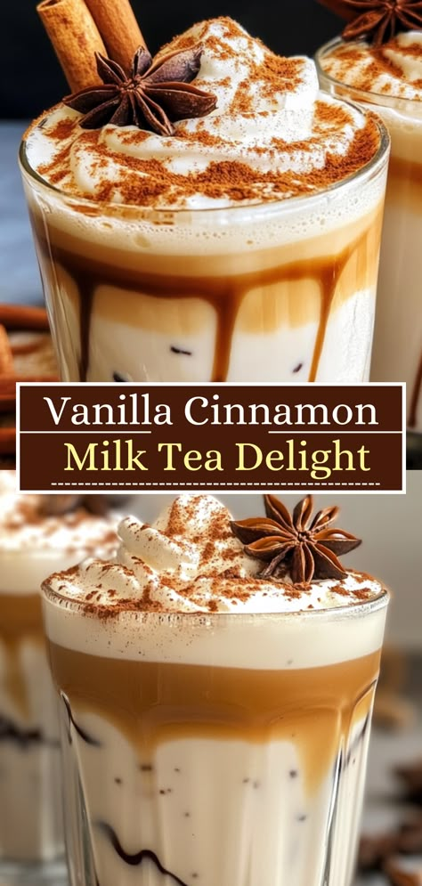 Easy Dessert Recipes: Vanilla Cinnamon Milk Tea Delight Vanilla Cinnamon Milk Tea Recipe, Sweet Cinnamon Milk Tea, Vanilla Cinnamon Milk Tea, Easy Breakfast Drinks, Easy Milk Drink Recipes, Milk Tea Recipes Homemade, Sweet Milk Recipe, Recipes Using Powdered Milk, Warm Milk Drinks