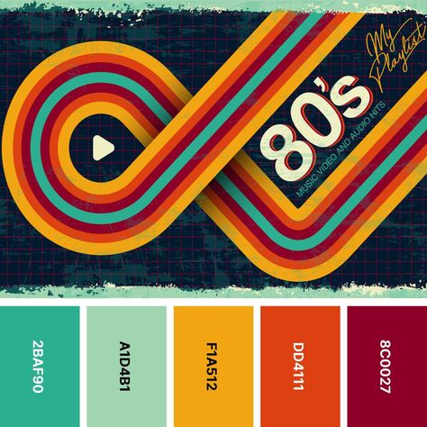 31 Retro Color Palettes for Throwback Designs - Color Meanings Abstract Color Schemes, Retro Modern Aesthetic, Retro Color Combinations, 80s Color Palette, Retro Color Scheme, 80s Colors, Retro Color Palette, Freeze Frame, 90s Colors