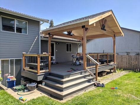 Roof Over Deck, Deck Roof Ideas, Deck Roof, Gazebo On Deck, Deck Remodel, Covered Patio Design, Deck Pictures, Student Christmas Gift Ideas, Patio Deck Designs