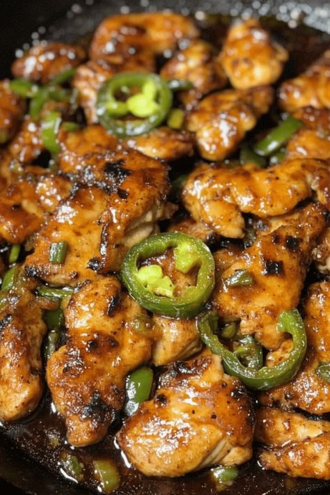 Dishes With Jalapenos, Jalapeno Honey Chicken, Jalapeño Pepper Chicken, Best Meal Recipes, Jalepeno Chicken Chinese, Dinner Recipes With Jalapenos, Honey Jalapeno Chicken, Random Dinner Ideas, December Dinner Recipes