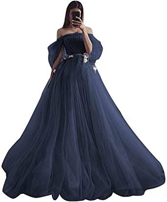 Dark Blue Prom Dress Long Sleeve, Quinceanera Dresses Navy Blue, Dark Blue Prom Dress Long, Navy Blue Prom Dress Long, Blue Grad Dresses, Acotar Fashion, Tulle Dress Long Sleeve, Blue Dress With Sleeves, Blue Prom Dress Long