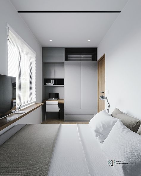 Modern Minim Bedroom, Small Plain Bedroom, Small Bedroom Minimalist Modern, Narrow Master Bedrooms Decor, 4m X 4m Bedroom Ideas, 2x4 Bedroom Design, 2.5 X 3 Bedroom Ideas, 2x3 Meters Bedroom Ideas, 2m X 3m Bedroom Layout