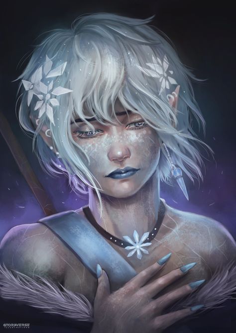 COMMISSION-CANNARA (WINTER VERSION), Gabrielle Angelica Soerjanto on ArtStation at https://www.artstation.com/artwork/WKlZDv Winter Eladrin, Eladrin Elf, Snow Elf, Moon Elf, Elf Characters, Character Portrait, Elf Art, Character Design Girl, Character And Setting