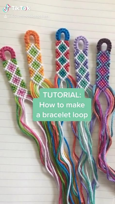 Bracelet Tutorial: How to make a bracelet loop [Video] | Friendship bracelet patterns easy, Diy friendship bracelets tutorial, Diy bracelets patterns Video Friendship, Different Types Of Bracelets, Bracelet Loop, Types Of Bracelets, Loop Video, Bracelet Patterns Easy, Diy Bracelets With String, String Bracelet Patterns, Ankle Bracelets Diy