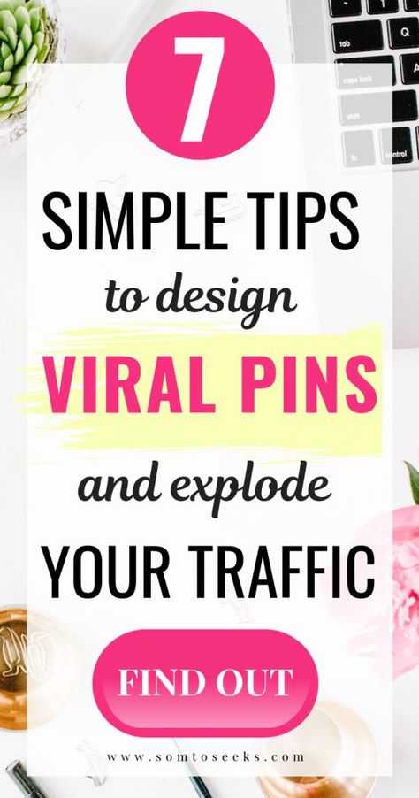 Wondering how to use Pinterest to drive massive traffic to your blog? Here are 7 simple tips to design viral pins and increase your traffic. Read on to discover actionable Pinterest tips for bloggers and start growing your traffic today. #pinterestforbloggers #blogtraffic #bloggingtips Beginner Blogger, Viral Marketing, Pinterest Traffic, Pinterest Seo, Pinterest Marketing Strategy, Pinterest Strategy, Blog Tools, Pinterest Tips, Pinterest For Business