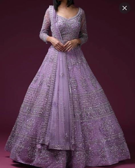 Purple Engagement Dress Pakistani, Lavender Wedding Dress Indian, Lengha Modern Pakistani, Lavender Desi Dress, Purple Wedding Lehenga Bridal, Light Purple Indian Outfit, Lilac Lengha Bridal, Purple Nikkah Dress, Purple Lengha Bridal