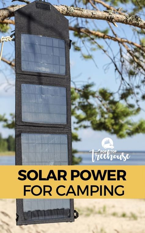 Here’s how you can incorporate solar power into your camping routine. #poptoptreehouse #solarpower #camping #greencamping #nowastecamping #outdoorliving Solar Tent, Green Camping, Camping Set Up, Solar Kit, Camping Set, Nature Camping, Camping Shower, Solar Installation, Solar Generator