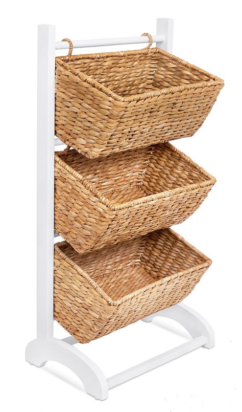 Toy Food Storage, Gender Neutral Nursery Inspiration, Nursery Inspiration Neutral, Storing Towels, Storage Cubby, Messy House, Food Storage Organization, Organizer Shelf, Wood Basket