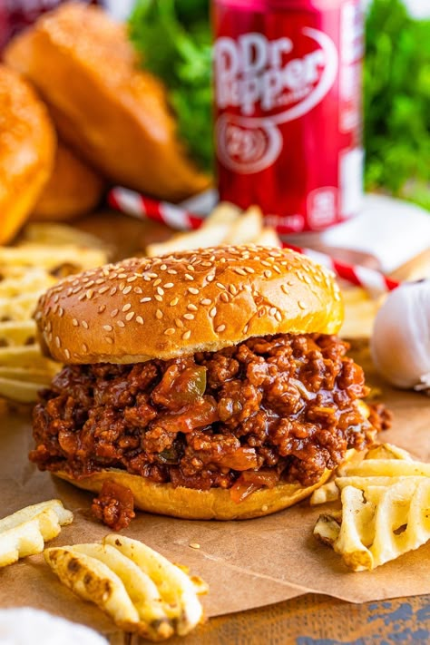 Homemade Dr. Pepper Sloppy Joes Recipe Chicken Manwich Sloppy Joe, Sloppy Joe With Tomato Sauce, Dr Pepper Bbq Sloppy Joes, Recipes Using Dr Pepper, Dr Pepper Sloppy Joe Recipe, Dr Pepper Food Recipes, Sloppy Dorothy Sandwiches, Dr Pepper Sloppy Joes, Texas Sloppy Joes