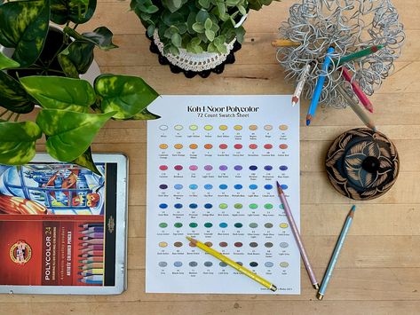 Koh-I-Noor Polycolor 72-Count Swatch Sheet by GraceAndLotties on Etsy Crayola Pencils, Koh I Noor, Premium Colors, Chart Design, Aesthetic Beauty, World Of Color, Colored Pencil, Aesthetic Design, Full Potential