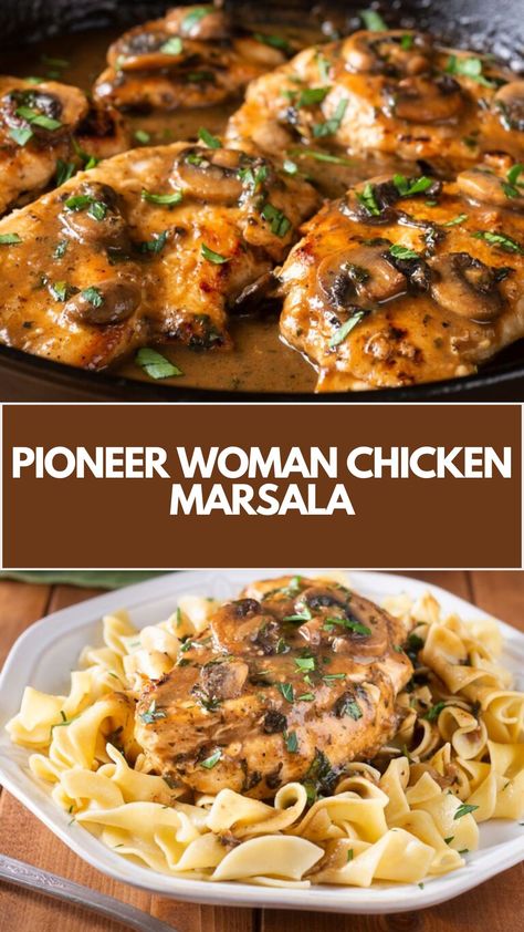 Pioneer Woman Chicken Marsala by Ree Drummond features chicken breasts, flour, mushrooms, shallots, garlic, Marsala wine, and heavy cream. This tasty Chicken Marsala makes a delicious dinner in about 40 minutes and serves 4 people. Pioneer Woman Chicken With Roasted Red Pepper Sauce, Natasha’s Kitchen Chicken Marsala, Dinner Ideas Pioneer Woman, Red Drummond Recipes, Marsala Chicken Crockpot, Chicken Marsala With Pasta, Stuffed Chicken Marsala Olive Garden, Chicken Marsala Without Cream, Bobby Flay Chicken Marsala