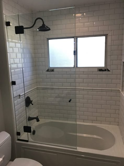 Frameless Glass Shower Enclosure Over Tub - Patriot Glass and Mirror | San Diego CA