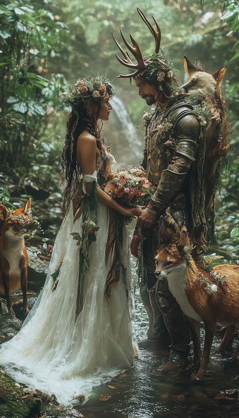 Woodland Fantasy Aesthetic, Beltane Wedding Ideas, Woodland Wedding Color Palette, Fey Wedding, Fairy Magic Mystical Forest, Fairy Forest Ideas, Mystical Wedding Theme, Ethereal Fairy Aesthetic, Dnd Wedding Ideas