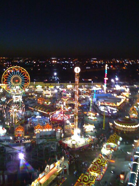 Arizona State Fair at night- By Jenny Van Leer State Fair Date Aesthetic, Vintage County Fair Aesthetic, State Fair Of Texas, Arizona State Fair, Florida State Fair, Texas State Fair, Tucson Arizona, County Fair, Fake Pictures