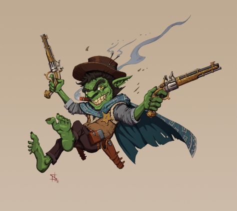 Goblin Gunslinger, Goblin Character, Dnd Design, Dnd Concept, Noxus League Of Legends, Steampunk Character, Goblin Art, Dnd Races, D D Character Ideas