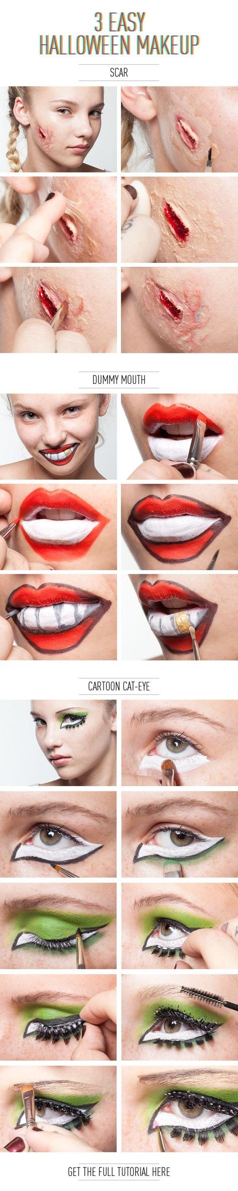 3 Easy Halloween Makeup Effects by bleu. Wounds Makeup, Carnaval Make-up, Fake Wounds, Easy Halloween Makeup, Makeup Effects, Halloween Makeup Easy, Special Effects Makeup, Halloween Costumes Makeup, Halloween Make Up