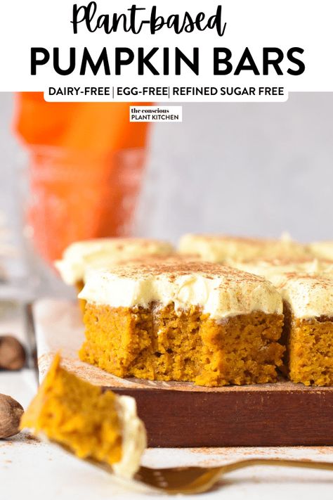 Vegan Pumpkin Bars Eggless Pumpkin Bars, Egg Free Pumpkin Bars, Flourless Pumpkin Bars, Dairy Free Pumpkin Bars, Vegan Pumpkin Squares, Vegan Gf Pumpkin Dessert, Gluten Free Vegan Pumpkin Bars, Pumpkin Bars Vegan, Vegan Pumpkin Bars Recipe